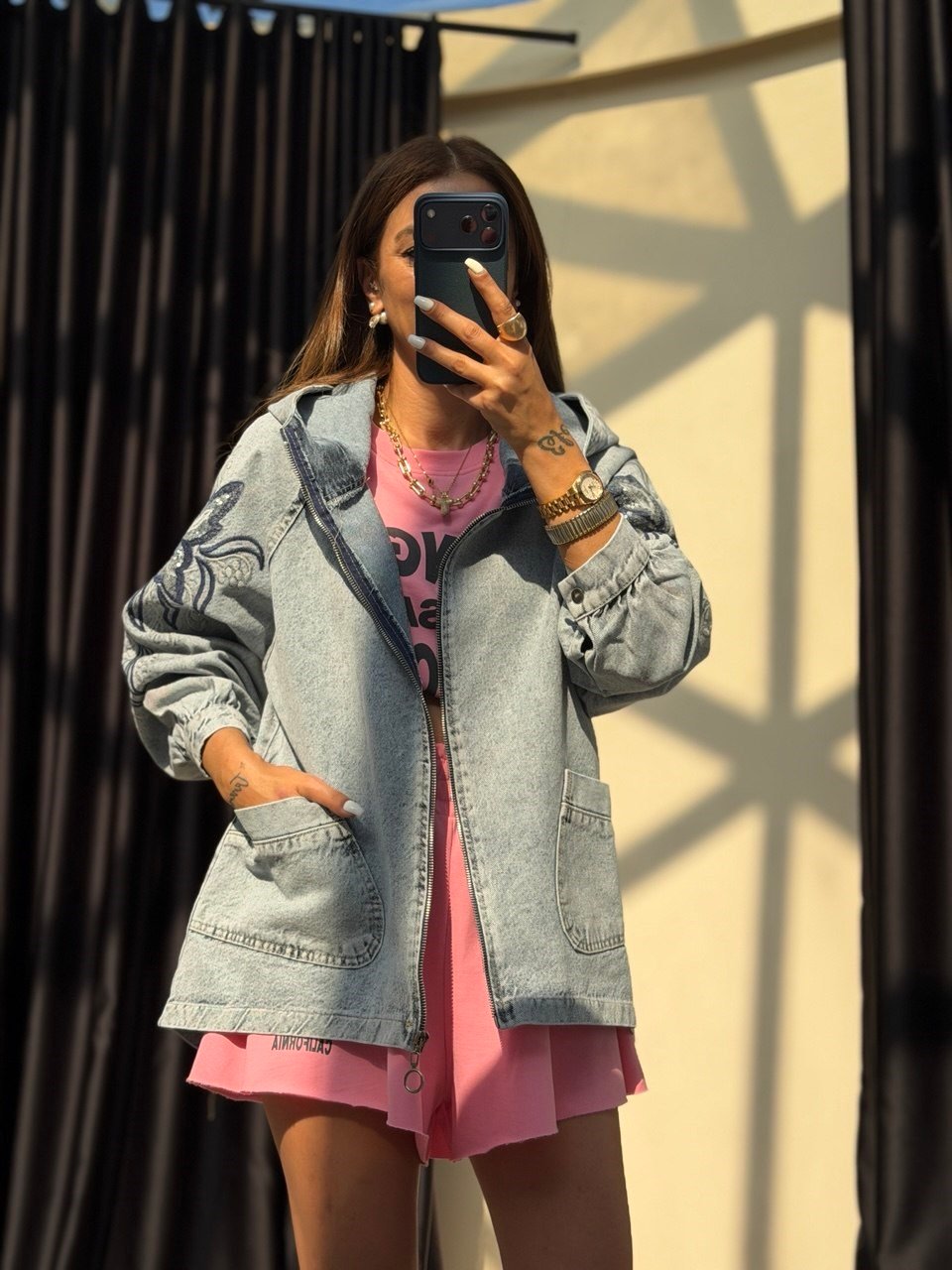 Denim Kapişonlu Ceket