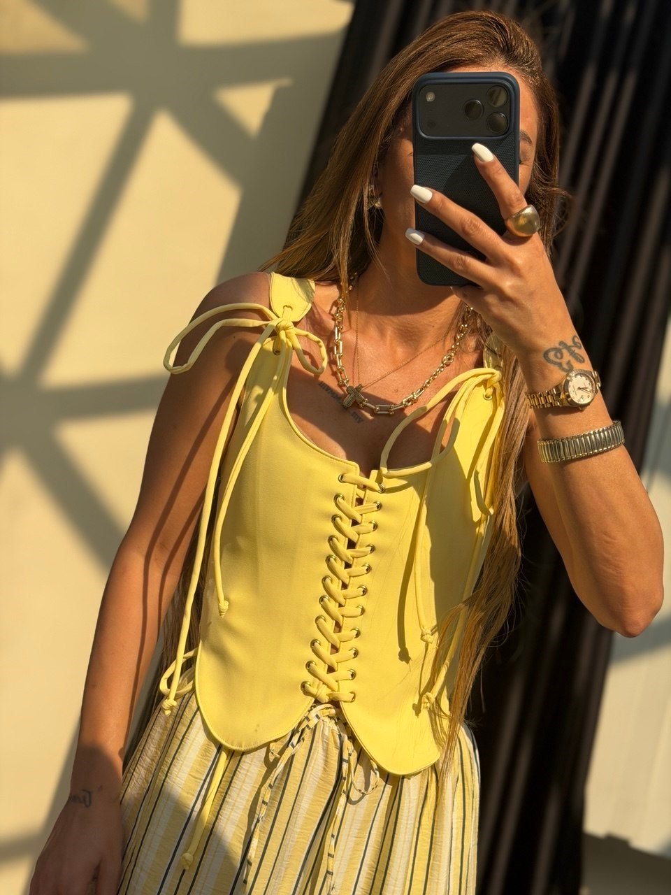 Kuşgözü Bagcık Detaylı Korse Sarı