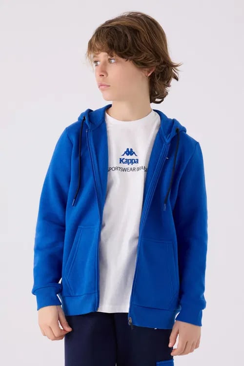 Kappa Erkek Çocuk Fermuarlı Sweatshirt 5-16 Yaş Mavi