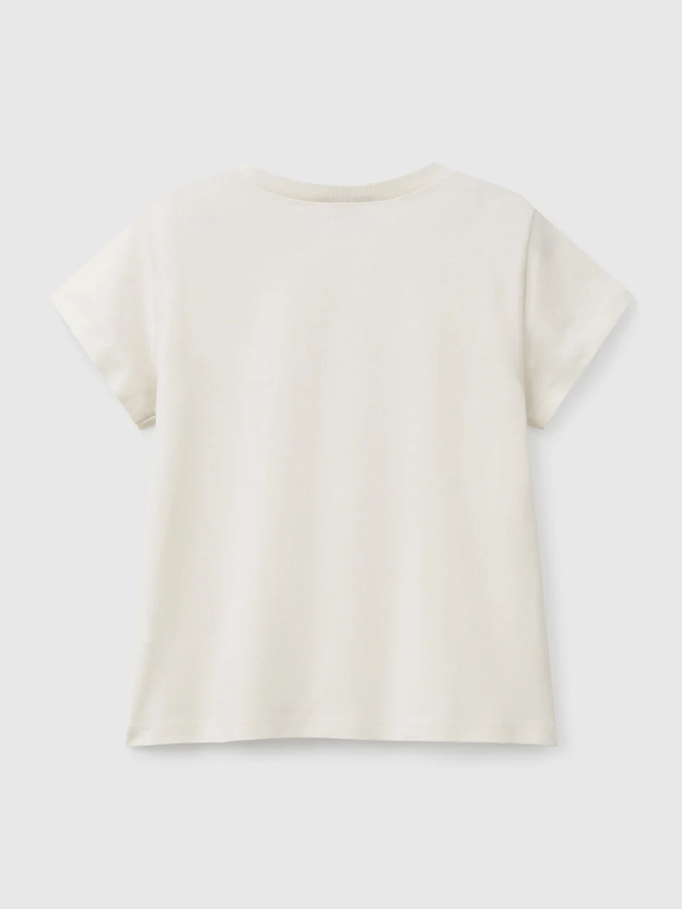 Benetton Kız Çocuk Baskılı Tshirt 1-6 Yaş Ekru
