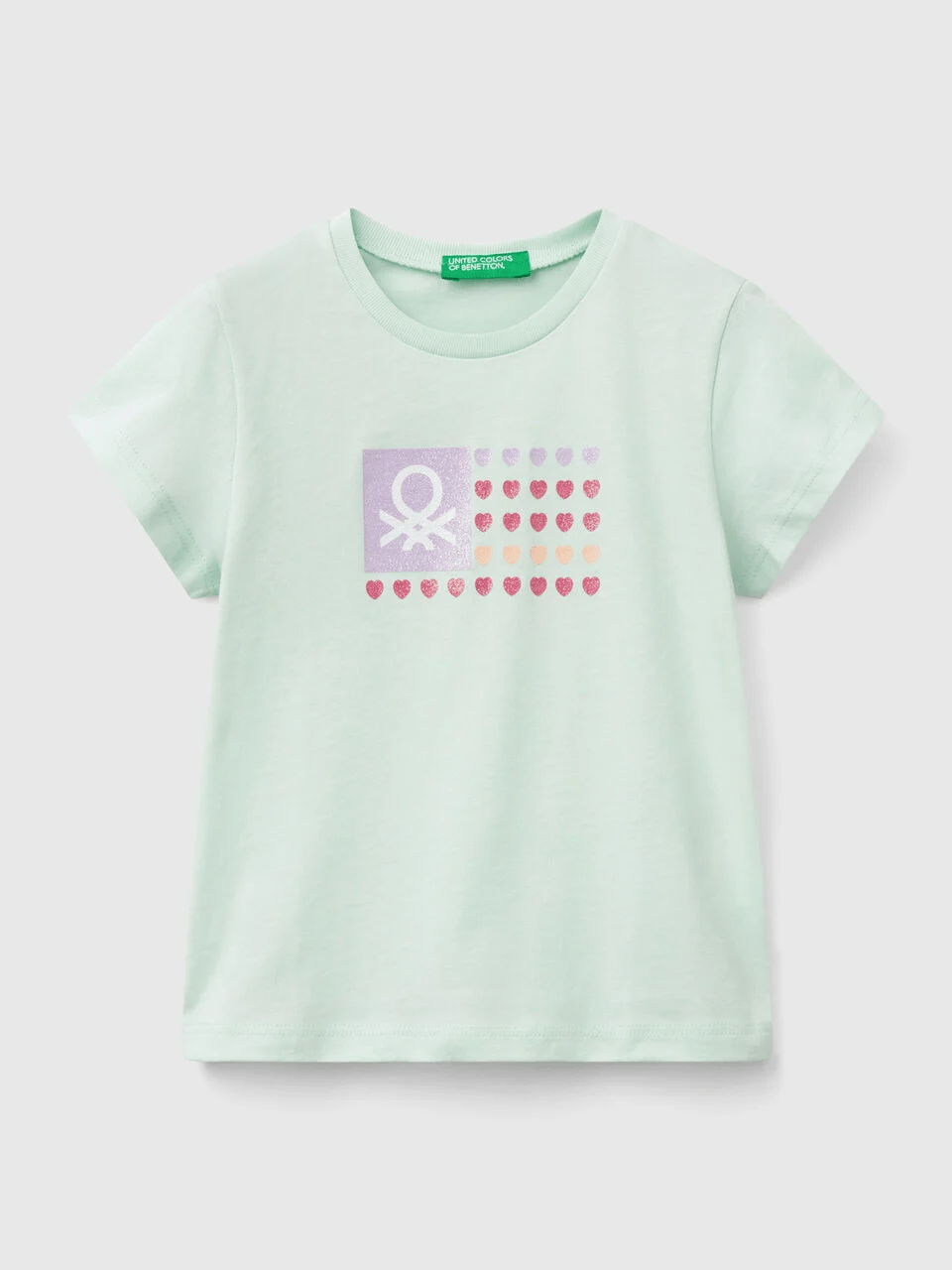 Benetton Kız Çocuk Baskılı Tshirt 1-6 Yaş Mint