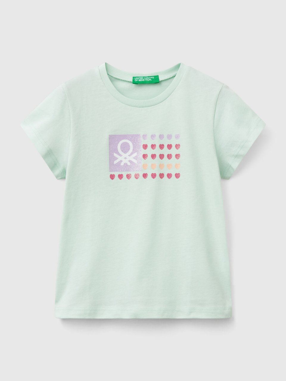 Benetton Kız Çocuk Baskılı Tshirt 1-6 Yaş Mint
