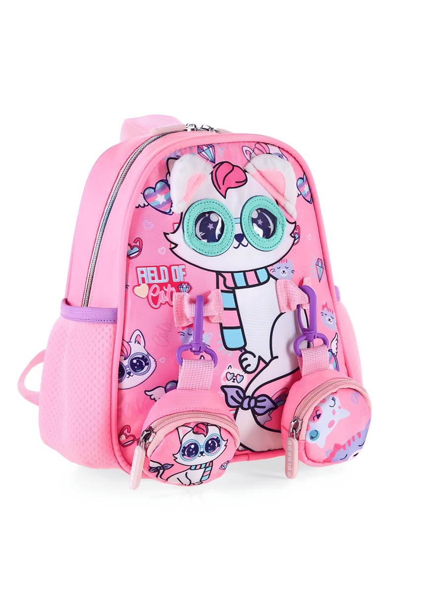 Dream Vest Gözlüklü Kedi Mini Sırt Çantası Pembe