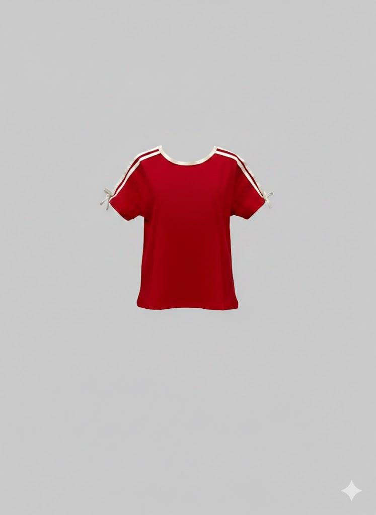 Escabel Kız Çocuk Kalp Basskılı Tshirt 9-14 Yaş Kırmızı