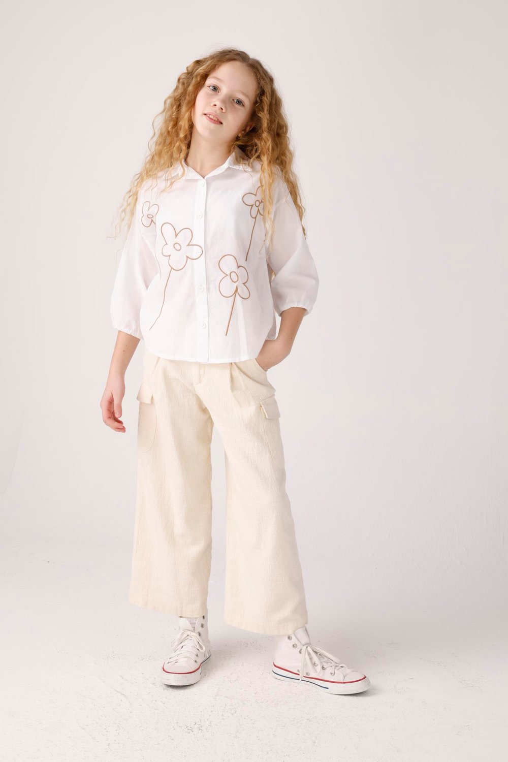 Jena Kız Çocuk Natural Pantolon 7-14 Yaş Krem