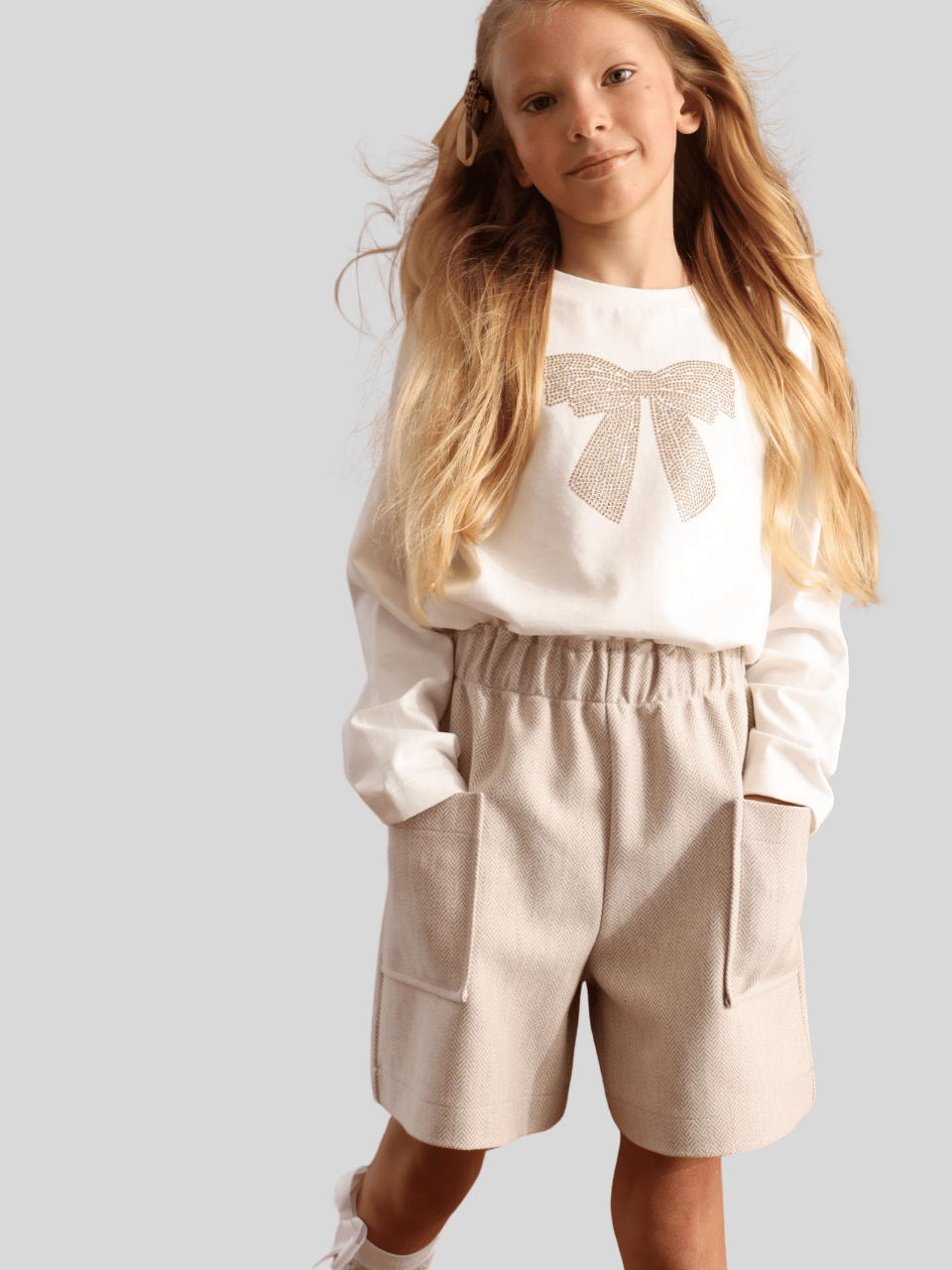 Jena Kız Çocuk Taşlı Sweatshirt 7-14 Yaş Ekru
