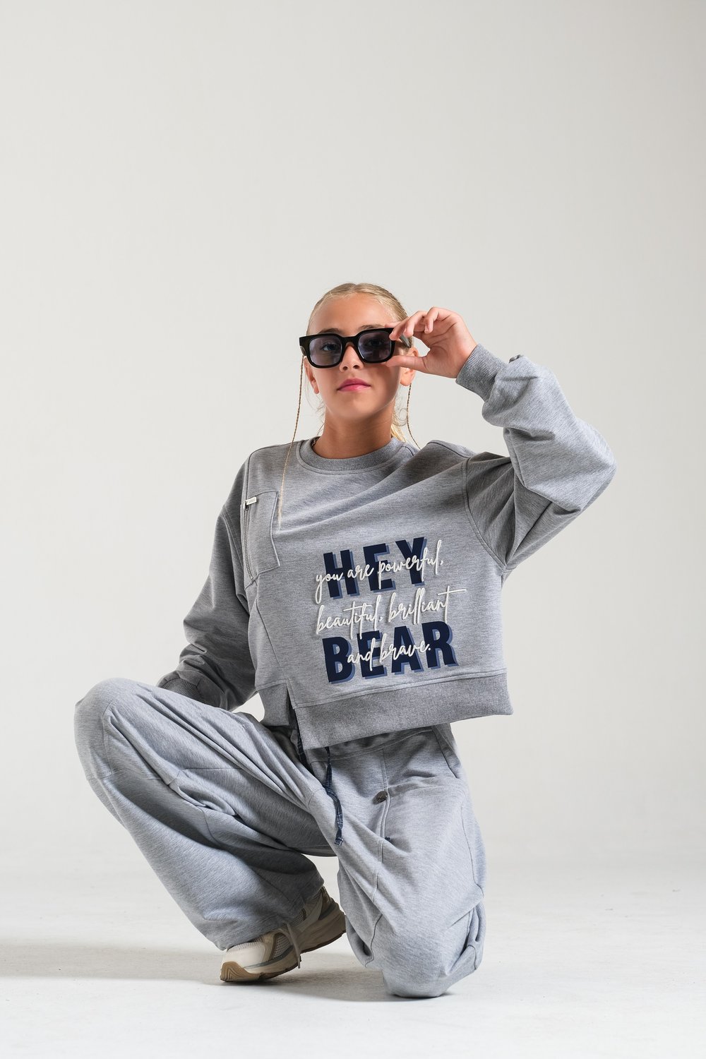 Locoloco Kız Çocuk Baskılı Sweatshirt 8-15 Yaş Gri
