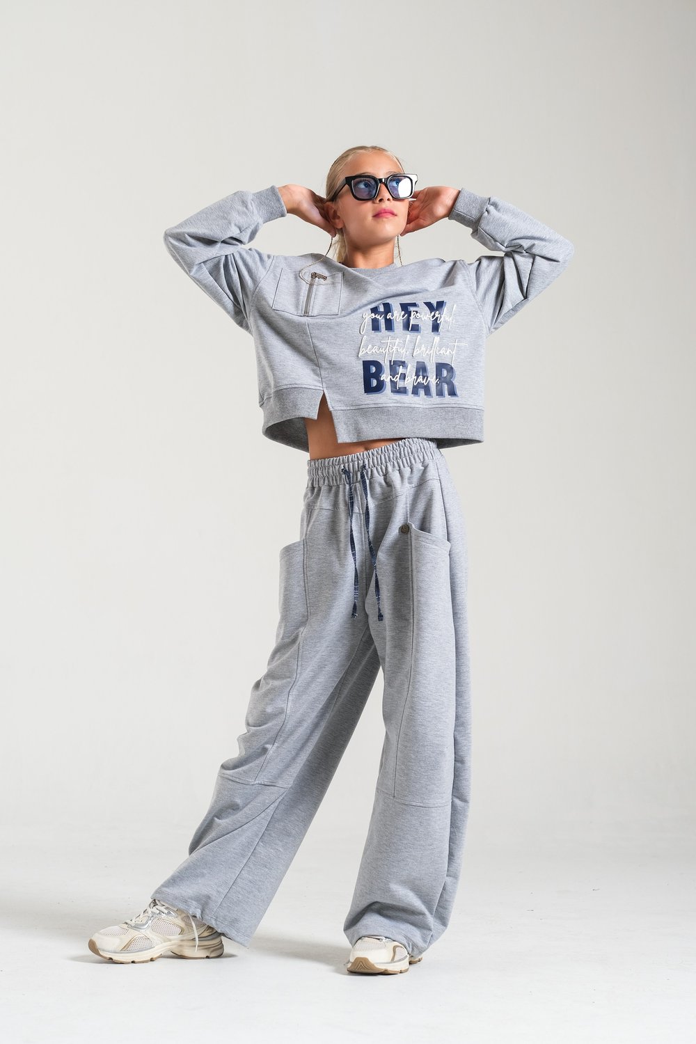 Locoloco Kız Çocuk Baskılı Sweatshirt 8-15 Yaş Gri