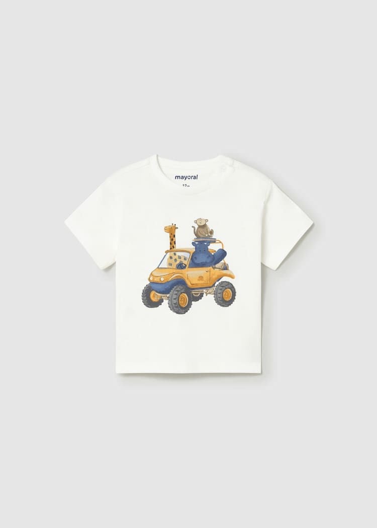 Mayoral Erkek Bebek Baskılı Tshirt 1-3 Yaş Krem