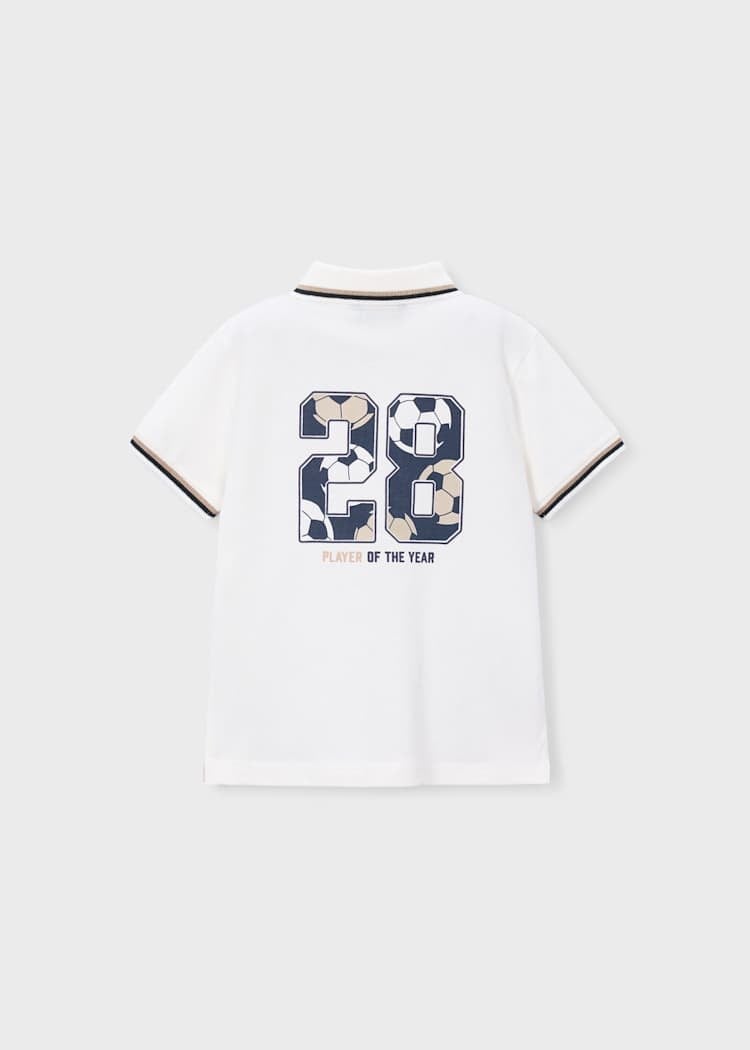 Mayoral Erkek Çocuk Futbol Sırt Baskılı Polo YakaTshirt 4-8 Yaş Krem