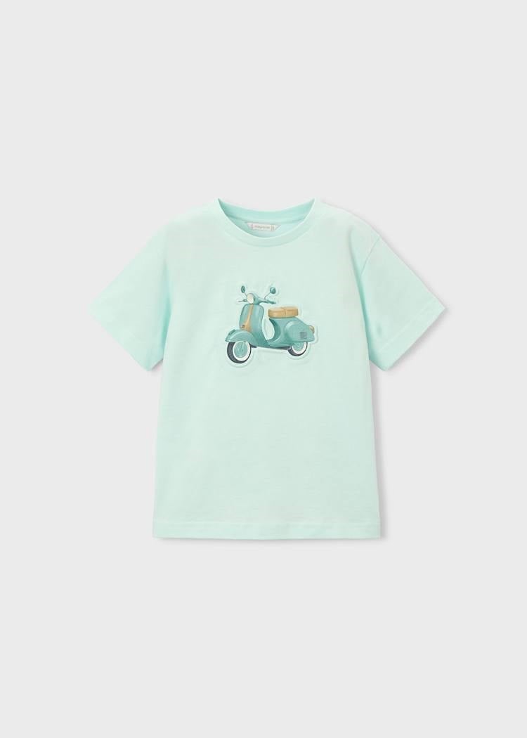 Mayoral Erkek Çocuk Kabartmalı Motosiklet Baskılı Tshirt 4-8 Yaş Yeşil