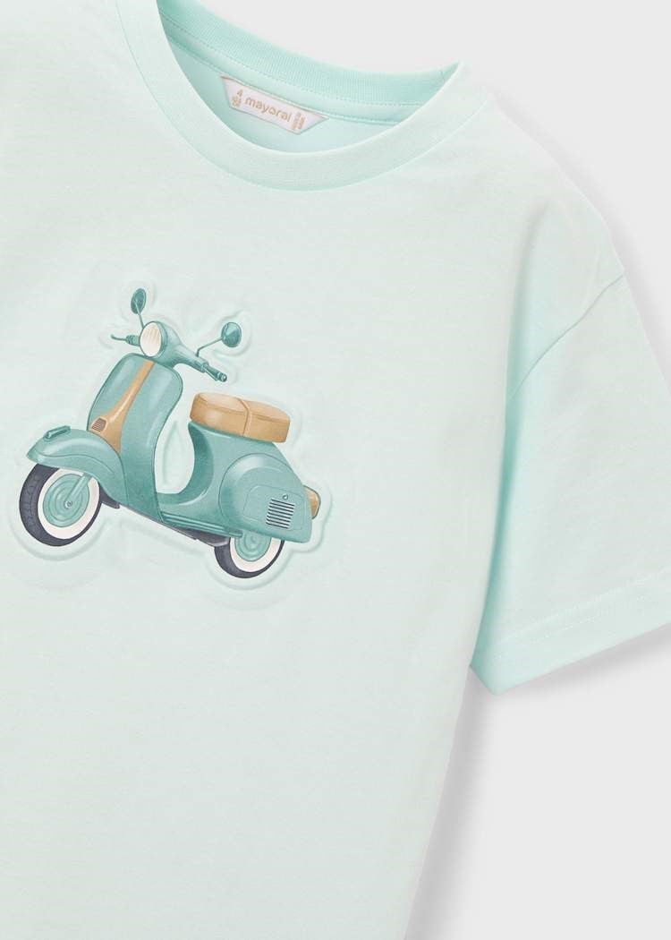 Mayoral Erkek Çocuk Kabartmalı Motosiklet Baskılı Tshirt 4-8 Yaş Yeşil