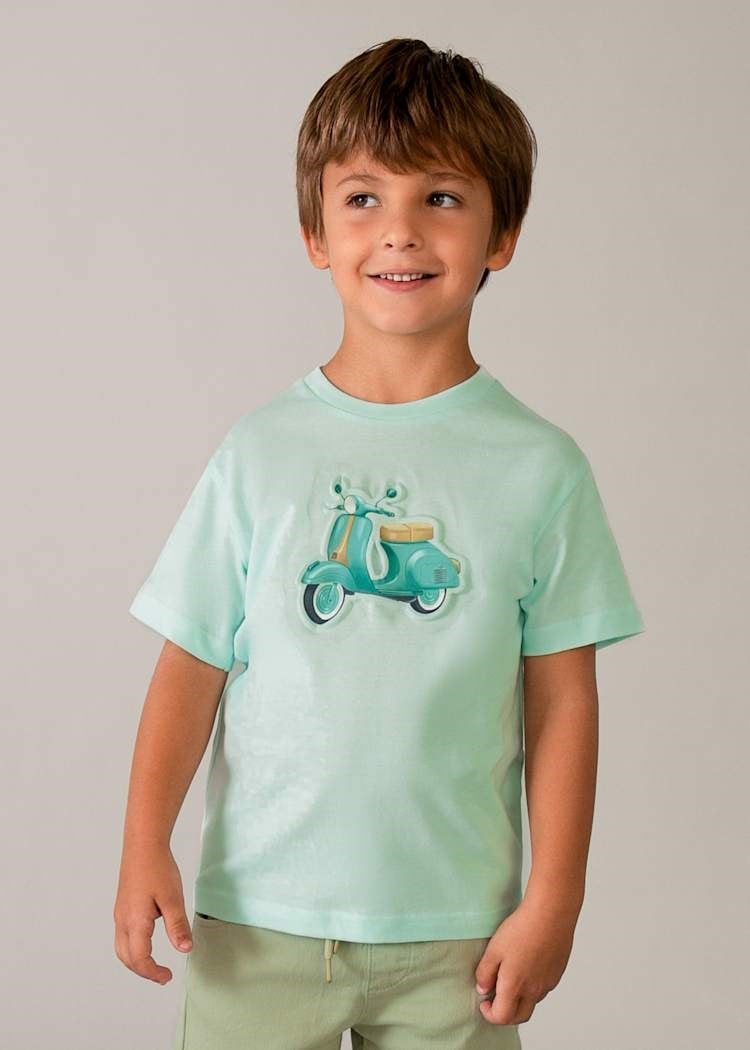 Mayoral Erkek Çocuk Kabartmalı Motosiklet Baskılı Tshirt 4-8 Yaş Yeşil