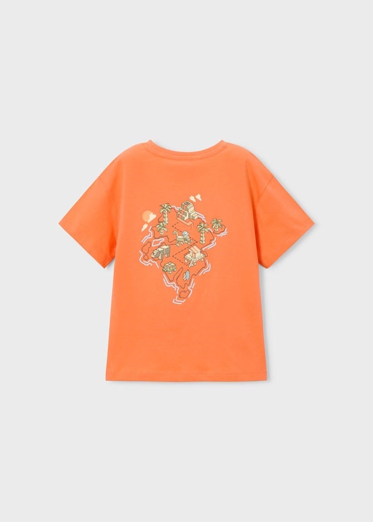 Mayoral Erkek Çocuk Sırt Baskılı Tshirt 4-8 Yaş Turuncu
