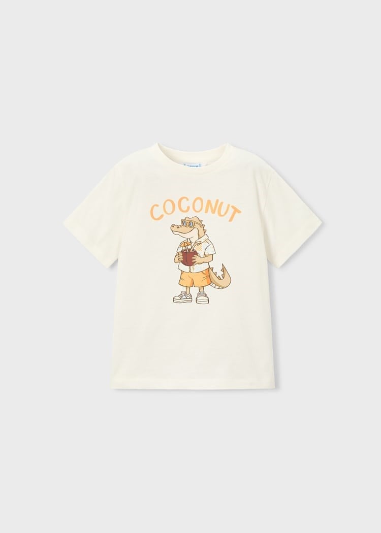 Mayoral Erkek Çocuk Timsah Baskılı Tshirt 4-8 Yaş Krem
