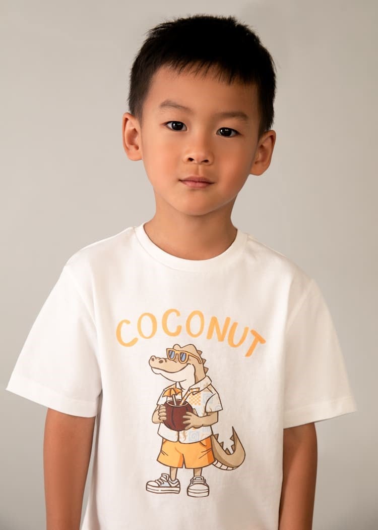 Mayoral Erkek Çocuk Timsah Baskılı Tshirt 4-8 Yaş Krem