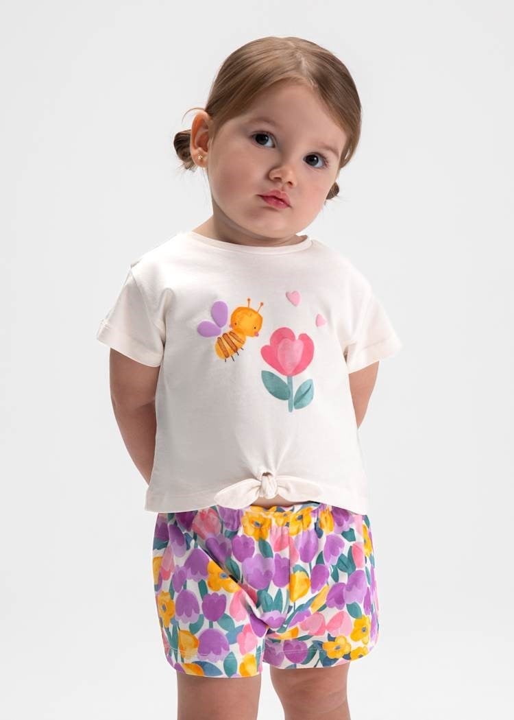Mayoral Kız Bebek 3Lü Şortlu Takım 1-3 Yaş Lila