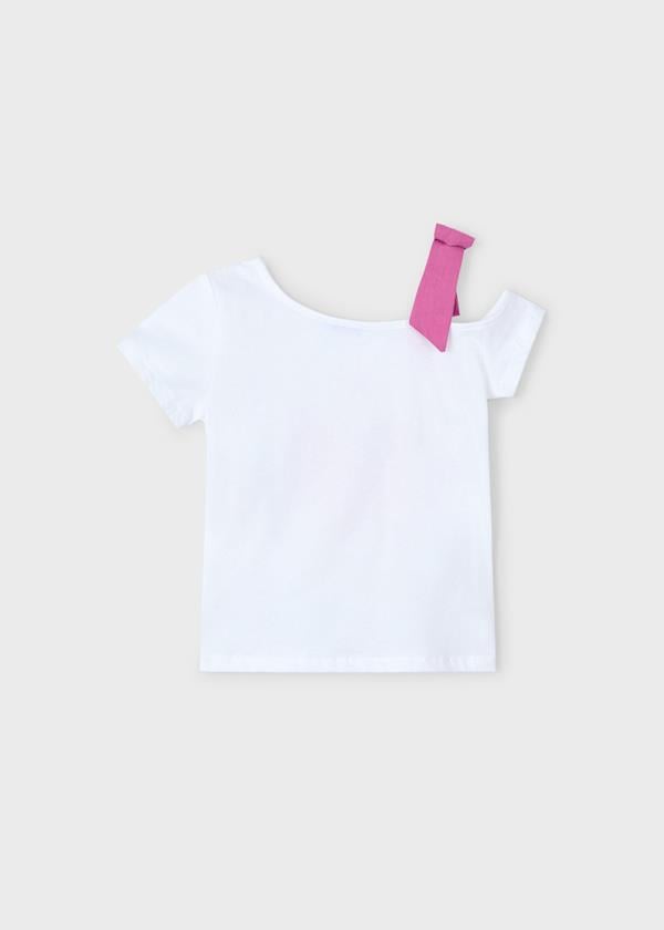 Mayoral Kız Çocuk Asimetrik Tshirt 4-8 Yaş Beyaz