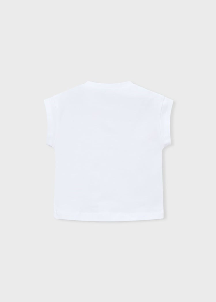 Mayoral Kız Çocuk Baskılı Tshirt 4-8 Yaş Beyaz