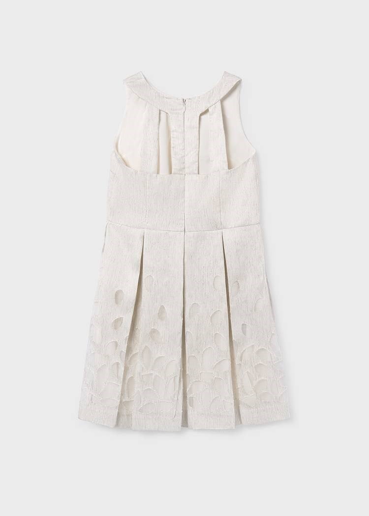 Mayoral Kız Çocuk Bordürlü Elbise 10-14 Yaş Krem
