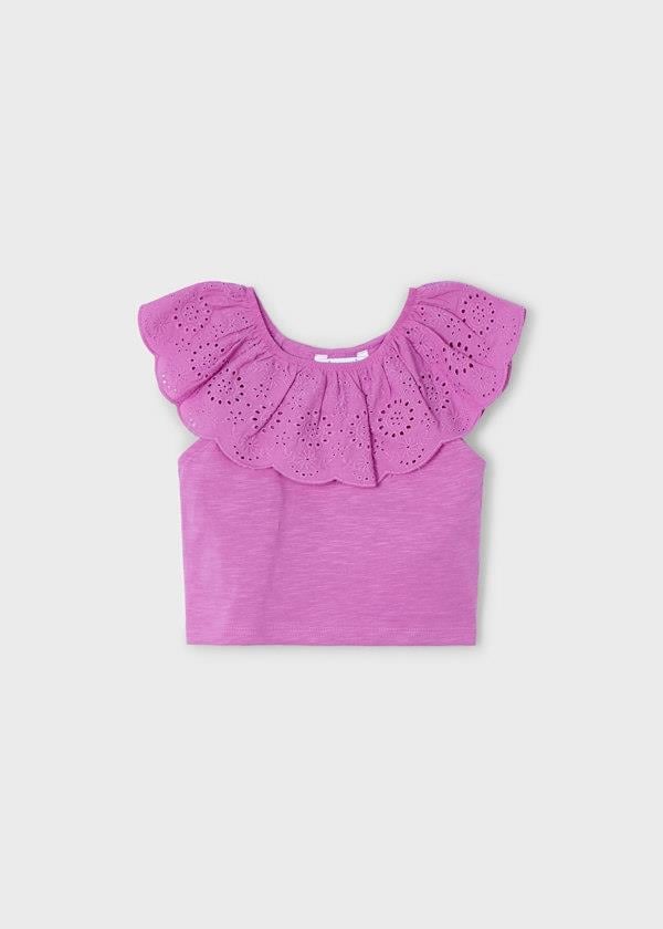 Mayoral Kız Çocuk Fırfırlı Tshirt 4-8 Yaş Pembe