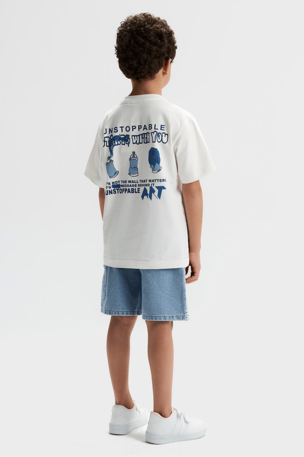 Nk Erkek Çocuk Start Tshirt 4-8 Yaş Ekru-Mavi