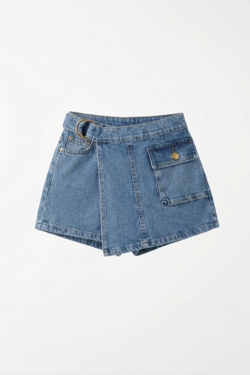 Nk Kız Çocuk Pasific Denim Şort Etek 8-14 Yaş Açık Mavi