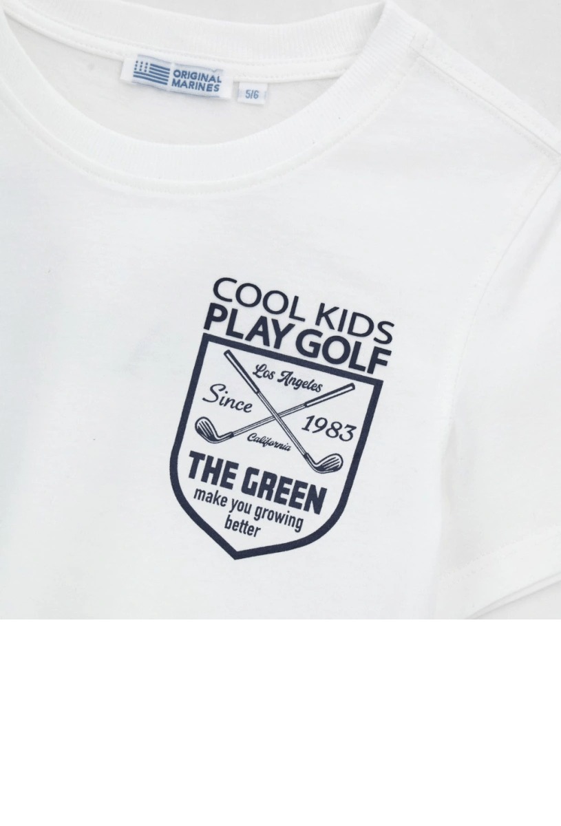 Orginal Marines Erkek Çocuk Sırt Baskılı Tshirt 2-9 Yaş Beyaz