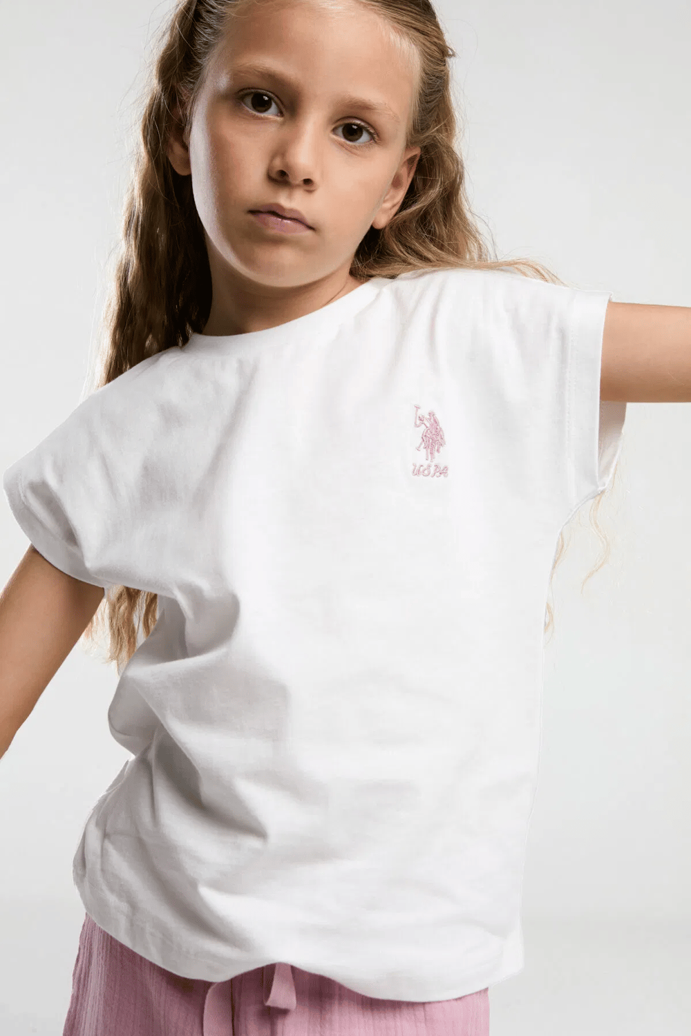 U.S Polo Kız Çocuk Şortlu Takım 4-15 Yaş Beyaz