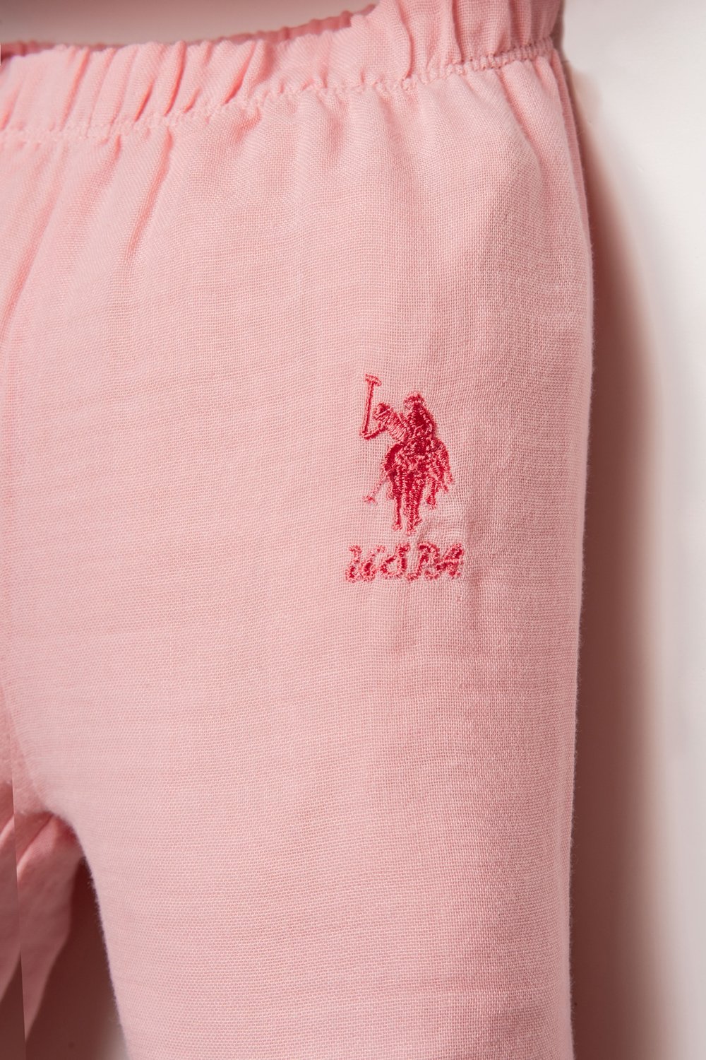 U.S. Polo Assn Kız Bebek Müslin Pantolonlu Takım 6-36 Ay Pudra