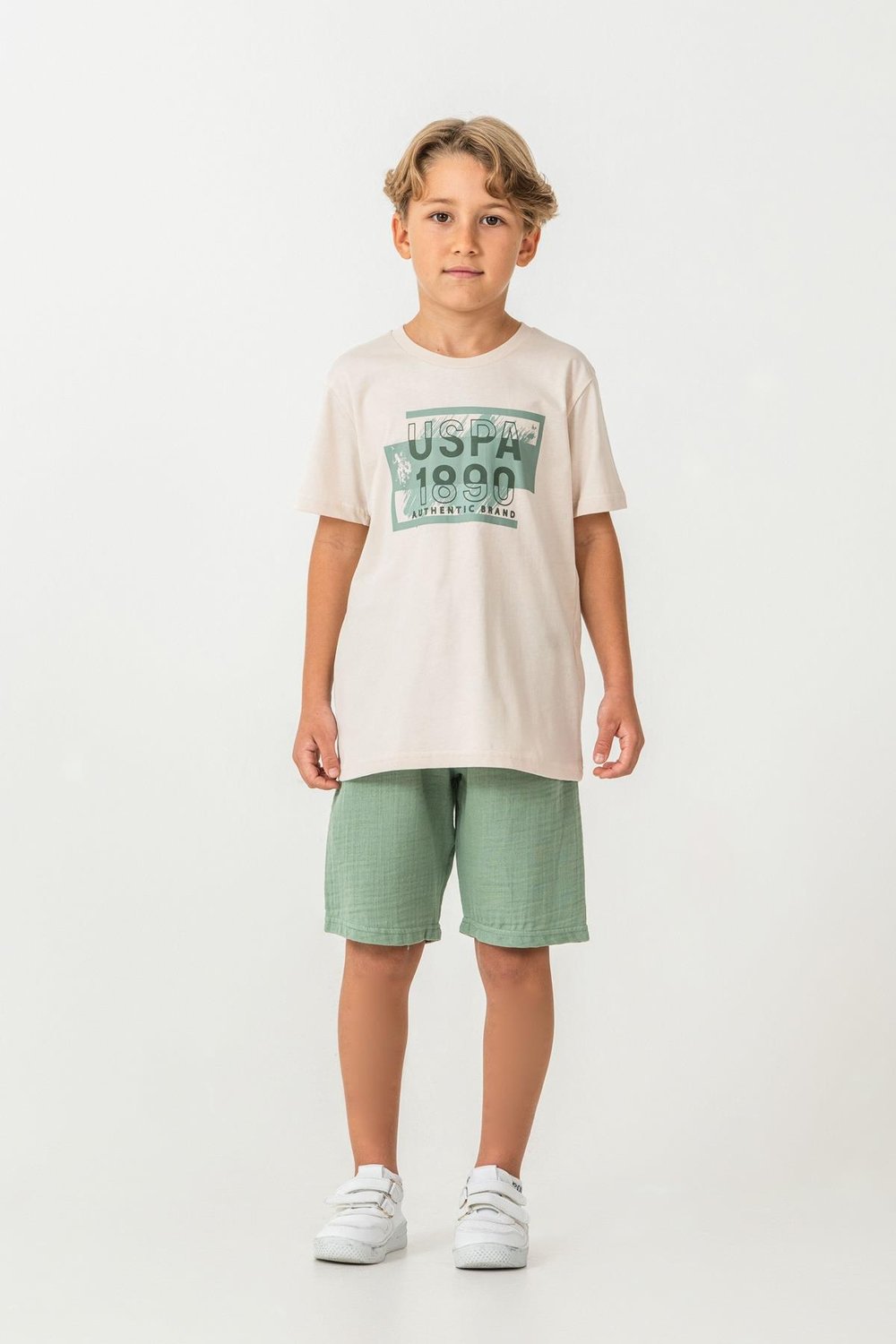 U.S. Polo Assn Erkek Çocuk Şortlu Takım  4-15 Yaş Bej