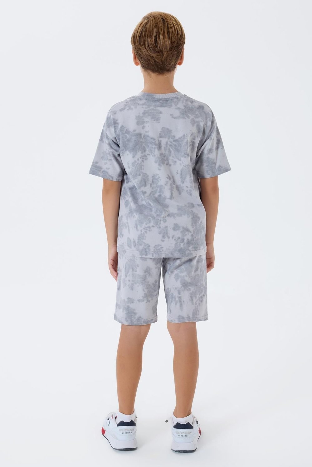 U.S. Polo Assn Erkek Çocuk Batik Şortlu Takım  4-15 Yaş Gri