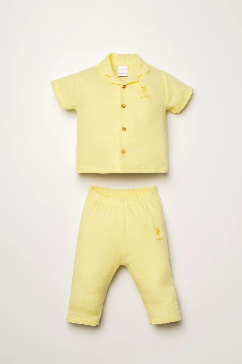 U.S. Polo Assn Kız Bebek Müslin Pantolonlu Takım 6-36 Ay Sarı