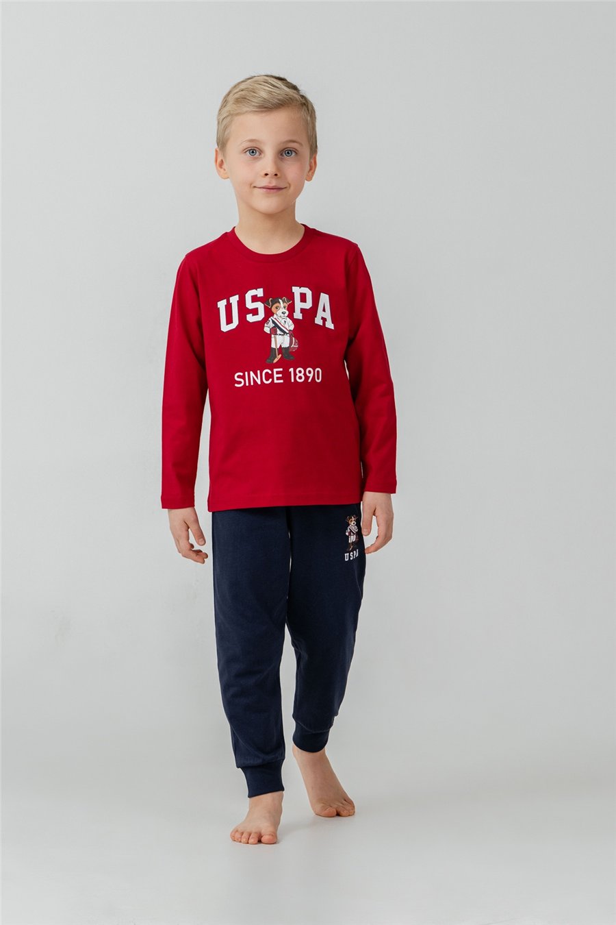 U.S. Polo Assn Erkek Çocuk Baskılı PijamaTakım 9-14 Yaş Kırmızı