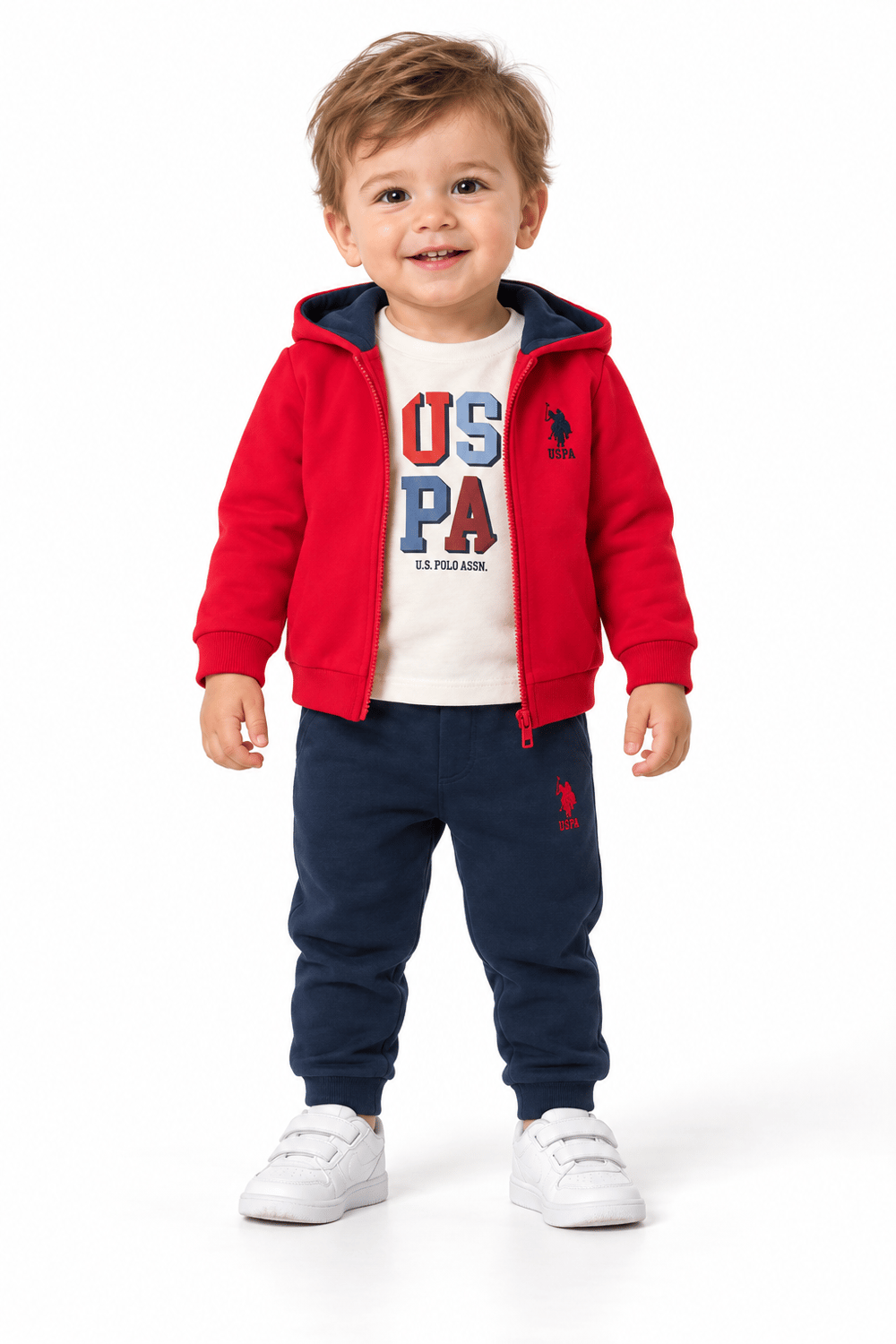 U.S. Polo Assn. Erkek Bebek Baskılı Kırmızı Hırkalı Eşofman Takım 6-36 Ay Kırmızı