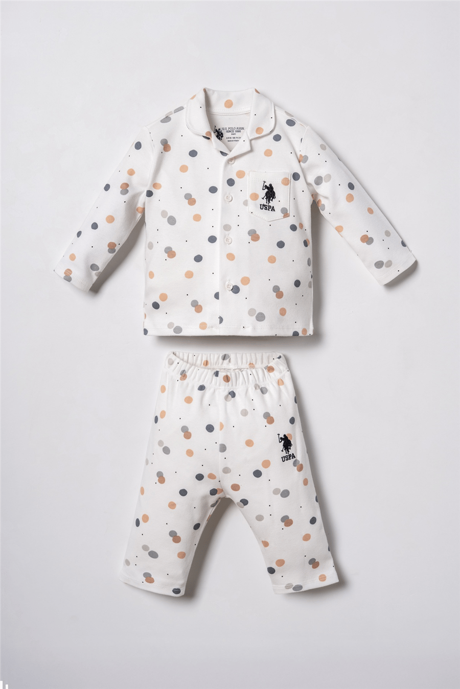 U.S. Polo Assn. Erkek Bebek Gömlek Pijama Takımı 6-36 Ay Beyaz