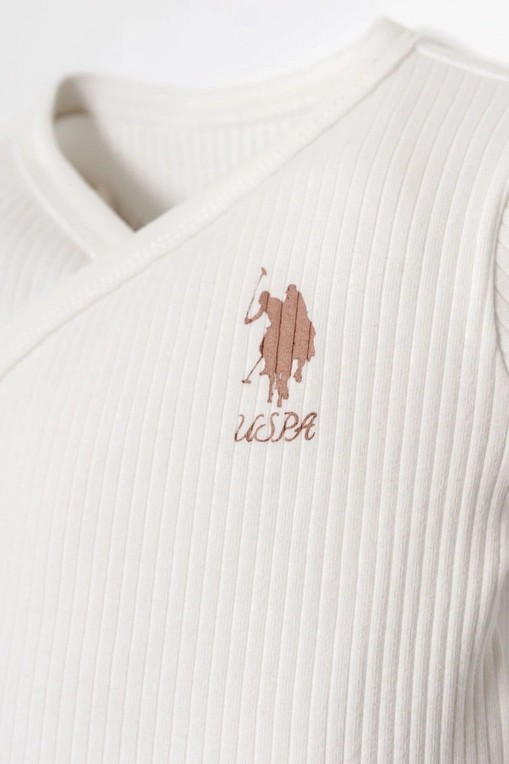U.S. Polo Assn. Kız Bebek V Yaka Nakışlı Yazlık Regular Fit Hastane Çıkışı 03 Ay Beyaz
