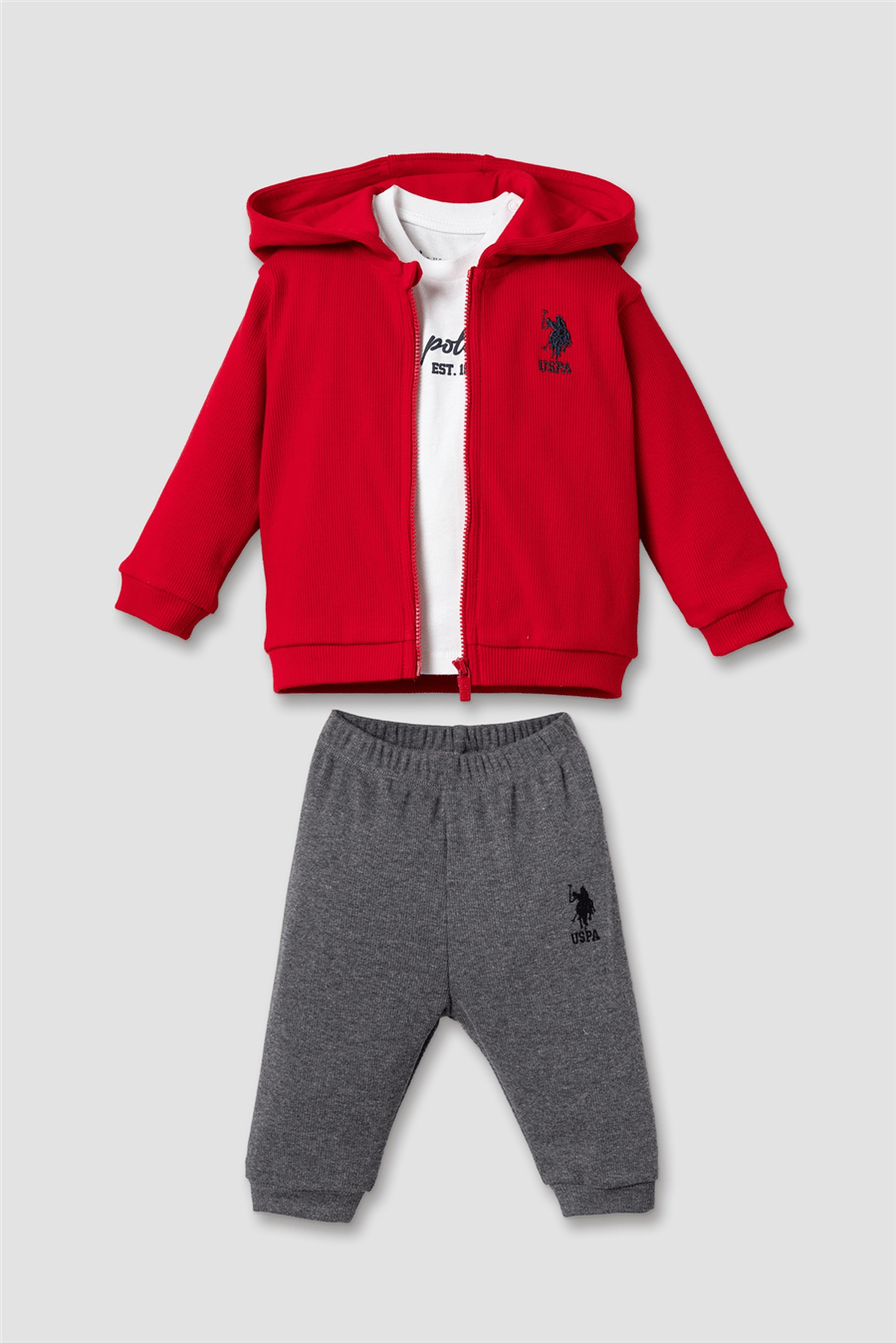 U.S. Polo Assn. Erkek Bebek Eşofman Takım 6-36 Ay Kırmızı