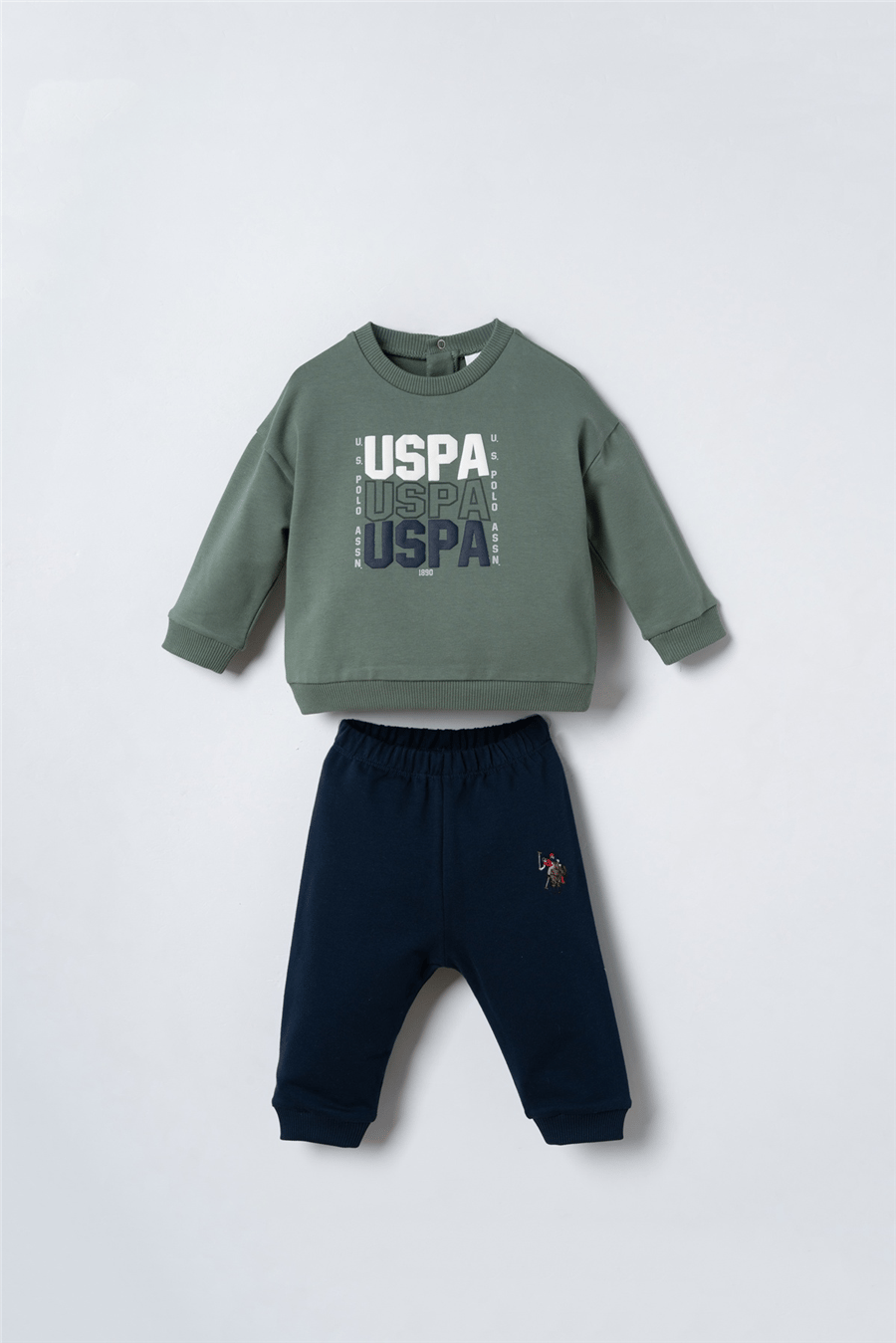 U.S. Polo Assn. Erkek Bebek Baskılı Yeşil Uzun Kol Eşofman Takım 6-36 Ay Yeşil