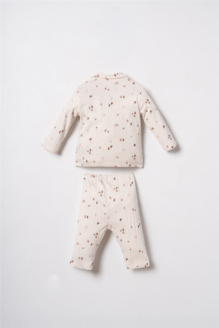 U.S. Polo Assn. Erkek Bebek %100 Pamuk Falling Leaves Gömlek Pijama Takımı Ekru