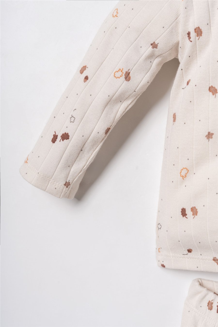 U.S. Polo Assn. Erkek Bebek %100 Pamuk Falling Leaves Gömlek Pijama Takımı Ekru