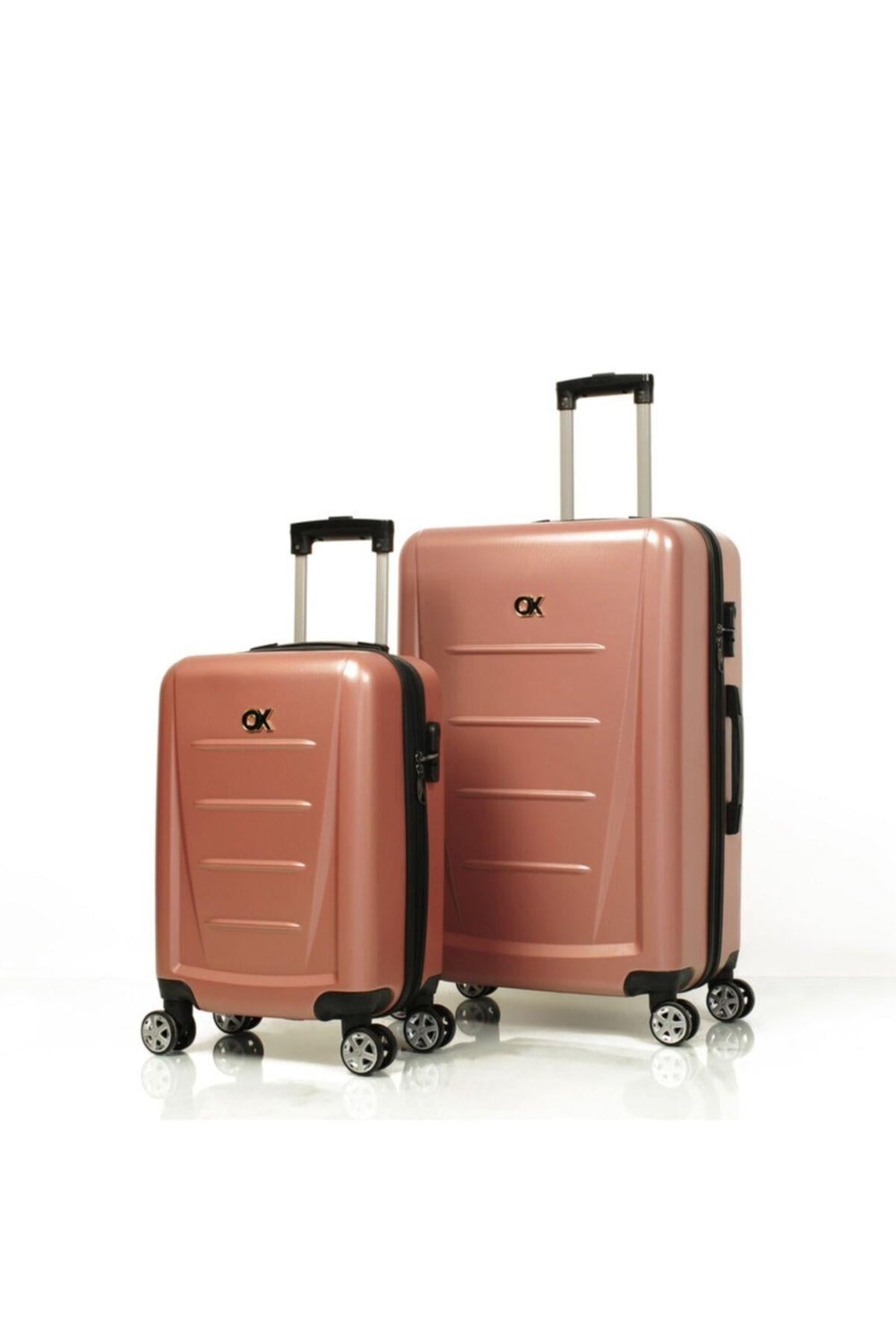 Dominica 2 Li Rose Gold Valiz Seti ( Büyük + Kabin )