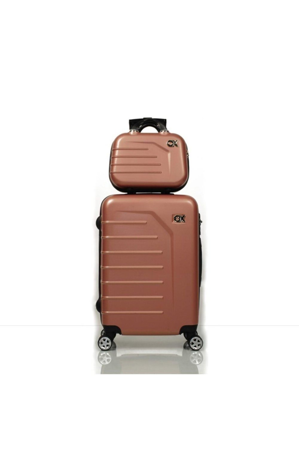 Muscha 2 Li Rose Gold Valiz Seti ( Orta + Makyaj )