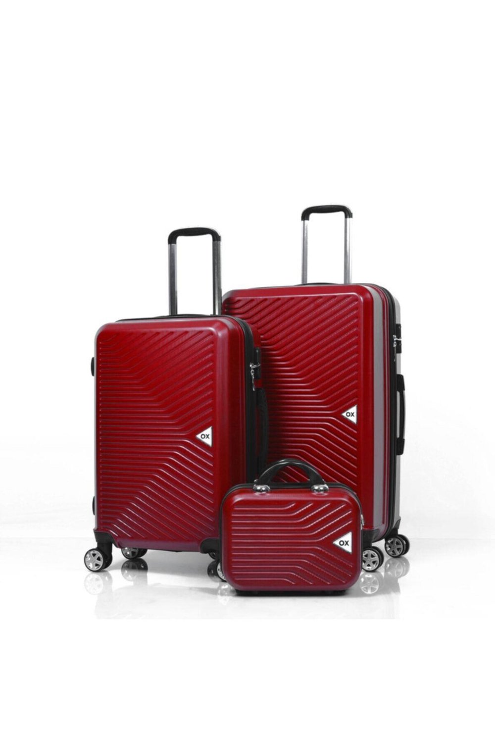 Premium 3 Lü Bordo Valiz Seti (Büyük + Orta + Makyaj )