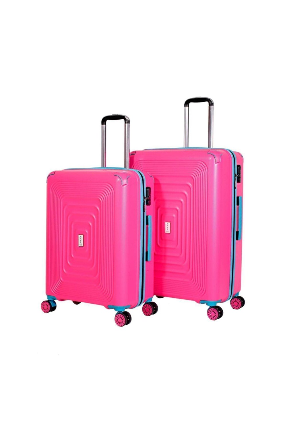 Unisex Pembe Büyük Orta Boy Valiz Seti 2'li