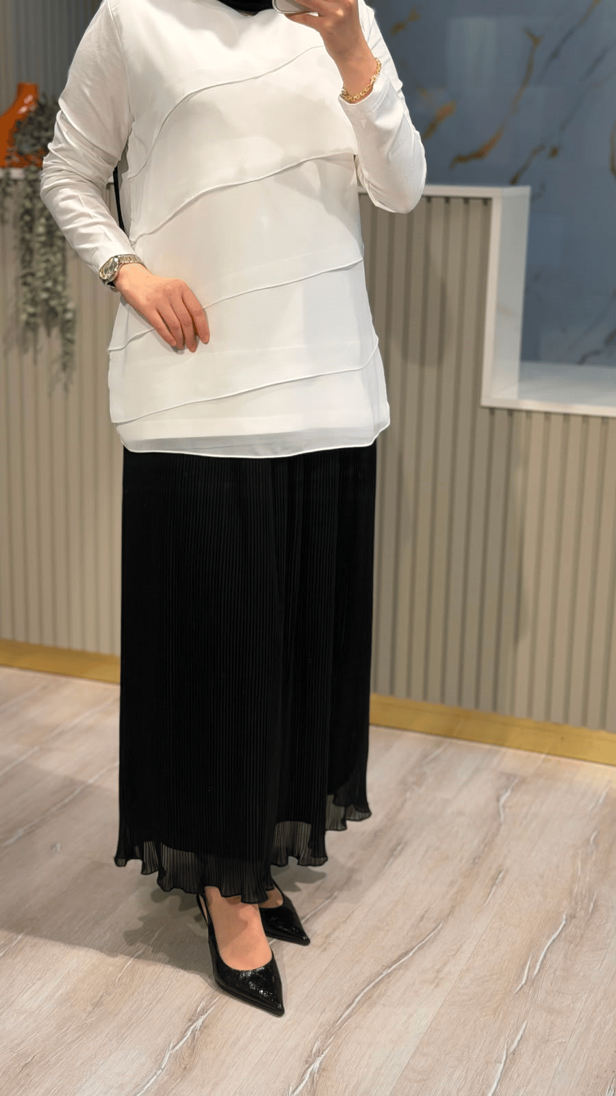 373 PİLİSE ETEK- SİYAH
