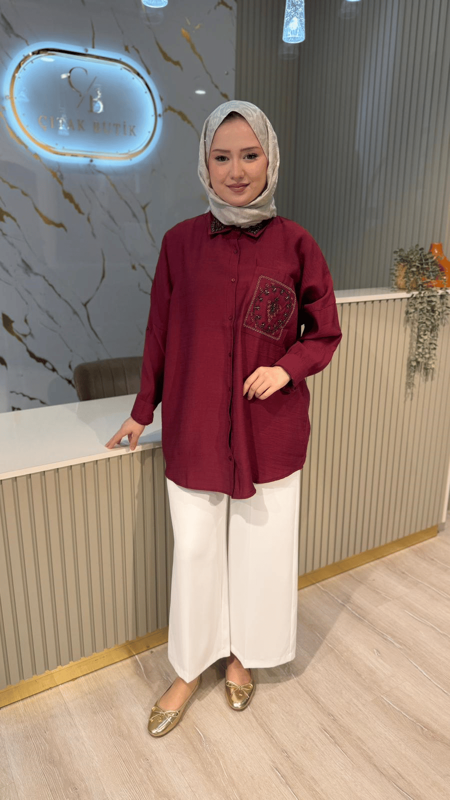 5405 ROSE GÖMLEK - BORDO