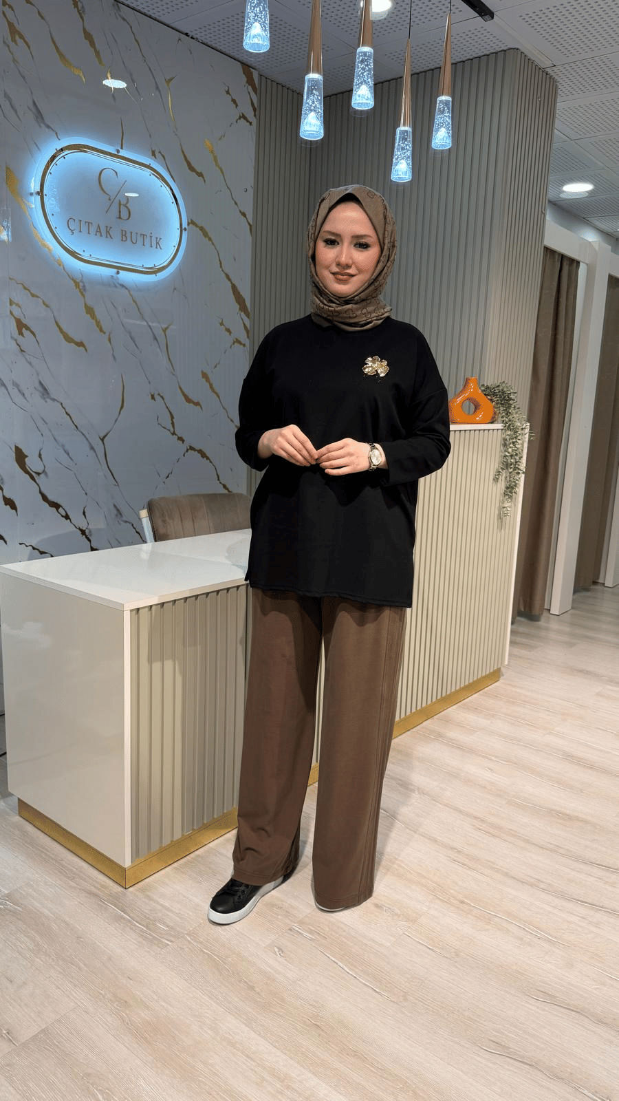 5622 SENTEZ DOHA YANI NERVÜRLÜ PANTOLON-KAHVE