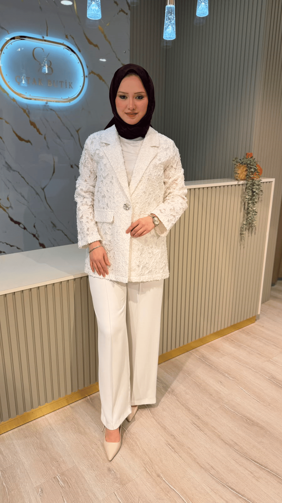 CEREMONY 832 PUL PAYET İŞLEMELİ PAMUK CEKET - EKRU