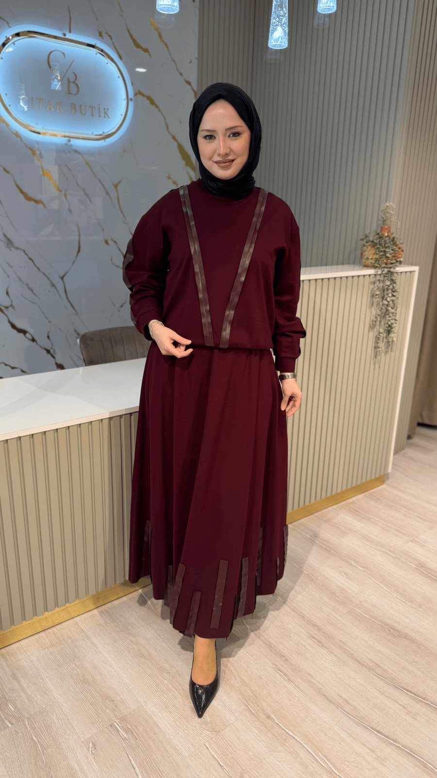 CEREMONY 904 KOL VE ETEK UCU ŞERİT DETAYLI TAKIM - MÜRDÜM